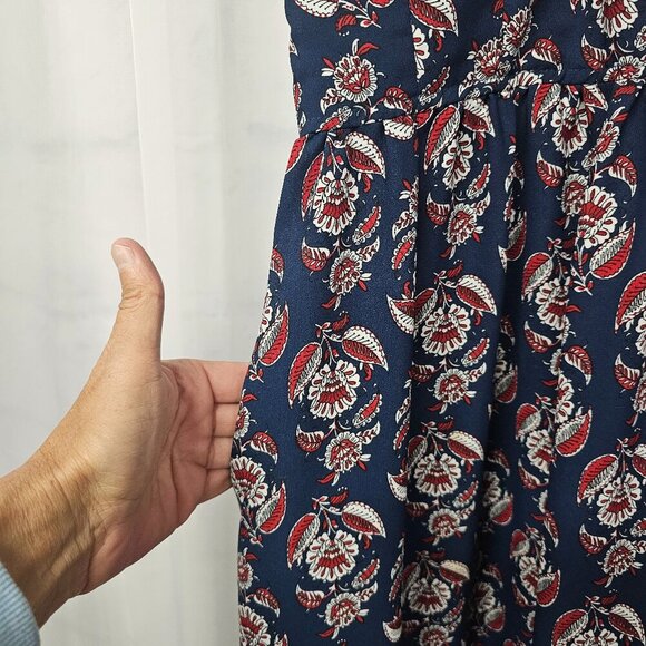 Blue Red Sleeveless Floral Maxi Dress Boho Festival Hippie XS - Picture 8 of 11